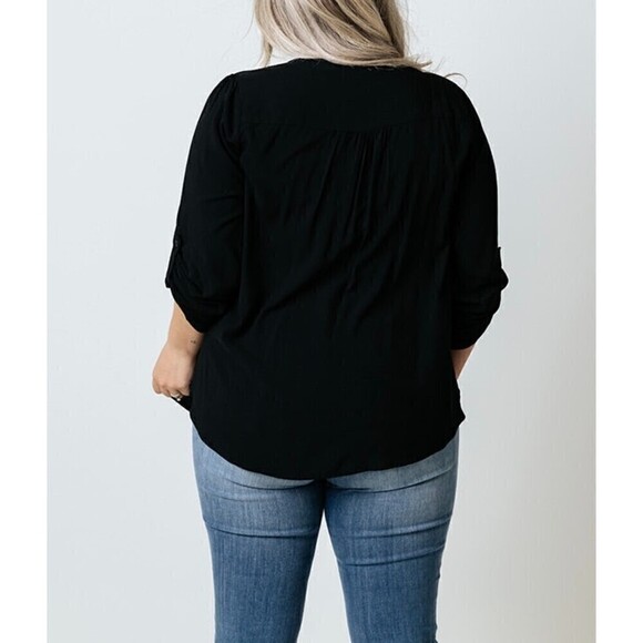 Savanna Jane S Women Top Floral Top Shirt Blouse Embroidered Roll Tab Sleeve T3 - Picture 3 of 12